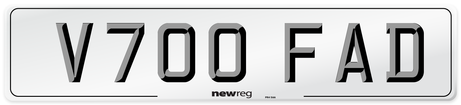 V700 FAD Number Plate from New Reg